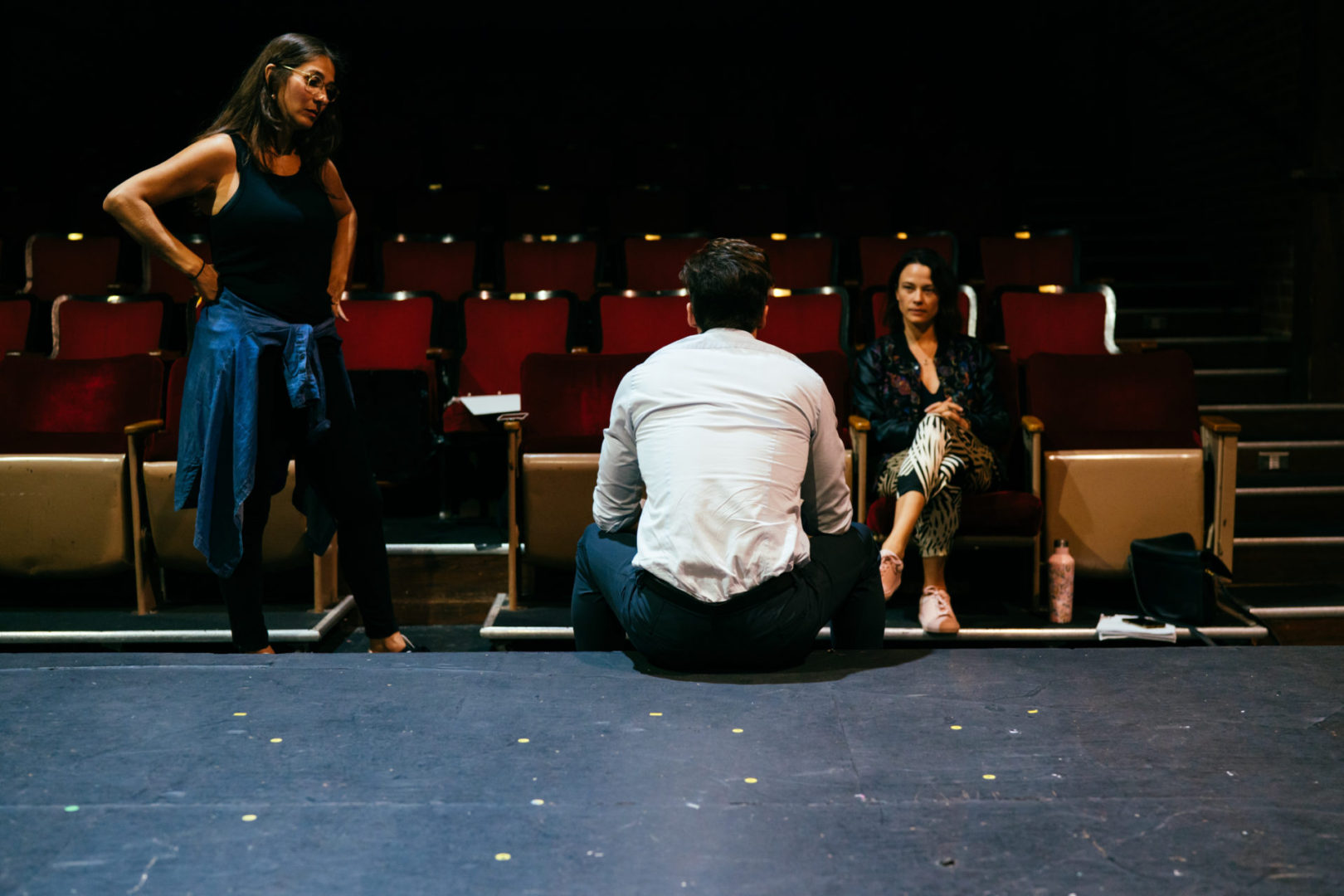 Group discussion in a theater